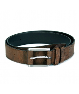 Cinturón vegano Hombre corcho ecológico marrón oscuro