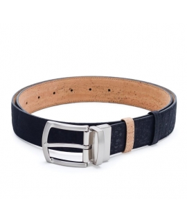 Cinturón vegano Hombre corcho hebilla doble faz azul beige