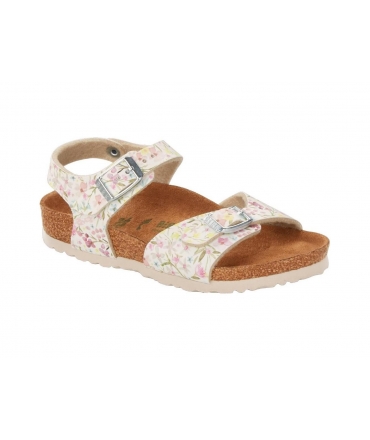 BIRKENSTOCK Rio Plain Kids Sandalia para niña con hebillas de flores zapatos veganos