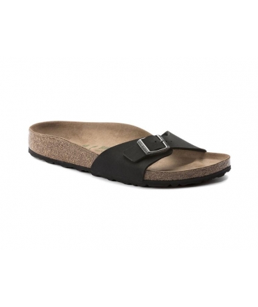 BIRKENSTOCK Madrid Vegan noir Chaussons unisexes bande simple avec boucle