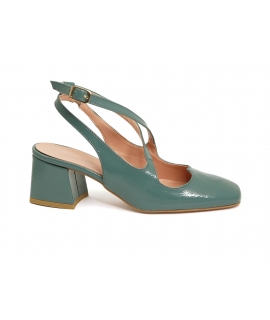 VSI DIDI turquoise vegan sligback sweetheart neckline woven straps wide heel made in Italy