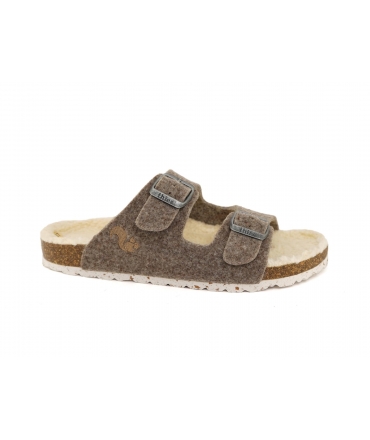 THIES TH15-0025 Chaussons vegan à double bande en coton recyclé imitation fourrure