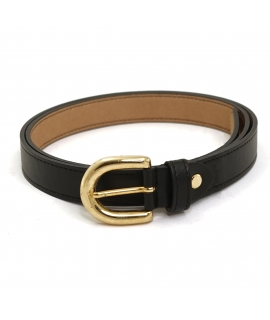 VSI ARIEL Ceinture vegan pomme noire avec boucle demi-lune bombée dorée, fabriquée à la main Made in Italy