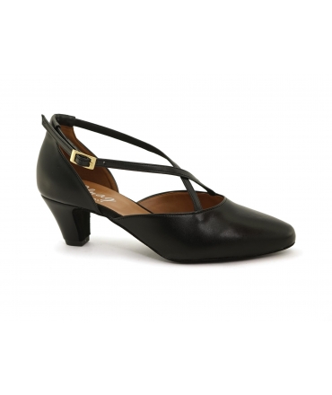 Schwarze vegane Tanzschuhe für Damen mit geschlossenem Zehenabsatz, hergestellt in Italien