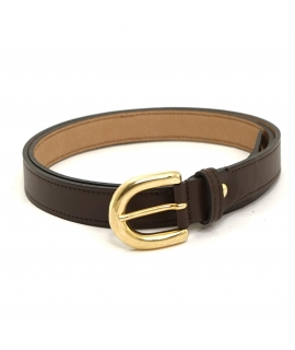 VSI ARIEL Dark brown vegan belt apple gold domed buckle half moon handmade Made in Italy