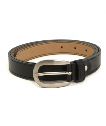 Ceinture végétalienne noire VSI ELIS Apple avec boucle allongée en argent satiné fabriquée à la main Fabriqué en Italie