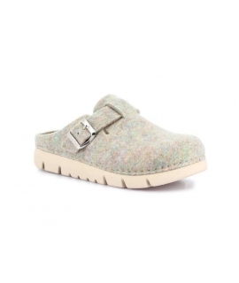 Pantoufles vegan HATE GRUNLAND Pantoufles recyclées pour femmes avec boucle grise