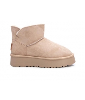 XTI boot platform beige faux fur vegan warm padded