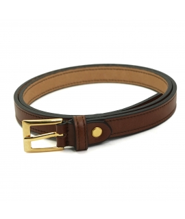 VSI DRINA Vegan belt thin brown gold square buckle