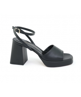 VSI LESS Black vegan sandals corn heel band laces Made in Italy