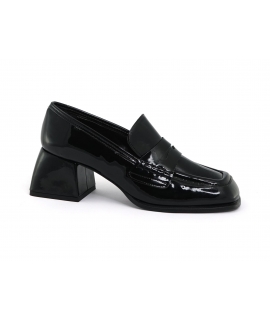 VSI NITA Mocassino vegan nero vernice tacco Made in Italy