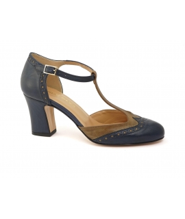 VSI CLIO Decollet chaussures végétaliennes à talons larges bleu tangerine Made in Italy