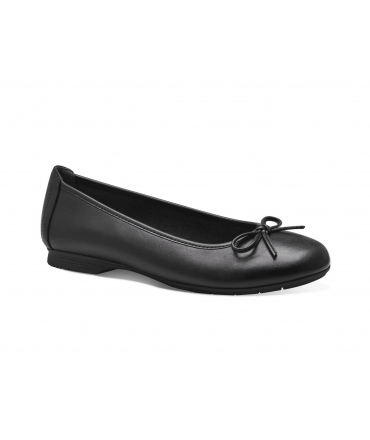JANA black vegan ballet flats with bow women's flat shoes