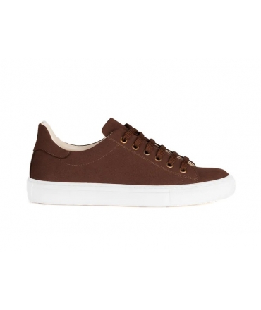 Baskets en daim Solari Milano G1 vegan unisexe en microfibre marron recyclée respectueuse de l'environnement