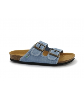 NATURAL WORLD vegan women's slippers cork cotton double band buckles