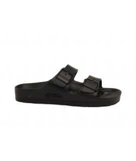 NATURAL WORLD unisex schwarze vegane Sea Pool Hausschuhe mit Doppelband