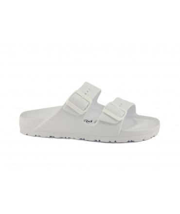 NATURAL WORLD Zapatillas de playa veganas de goma blanca con doble banda Unisex