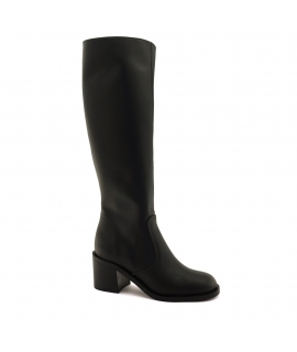 VSI NIMA Stivali vegan neri mais tacco largo zip inserto elastico Made in Italy