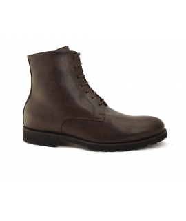 VSI BOERO Botte homme vegan marron foncé, semelle VIBRAM, lacets zippés, Made in Italy