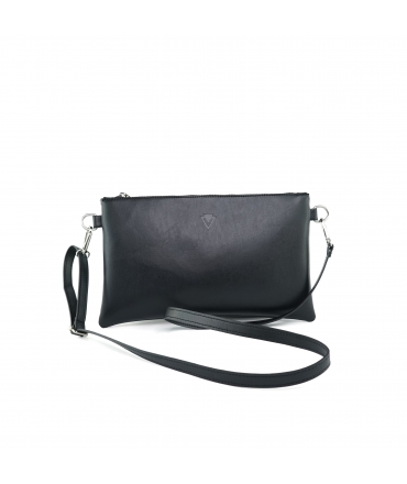 VSI AIDA Vegane Pochette Schwarz Apfel Apfelleder Verstellbarer Schultergurt Reissverschluss Made in Italy