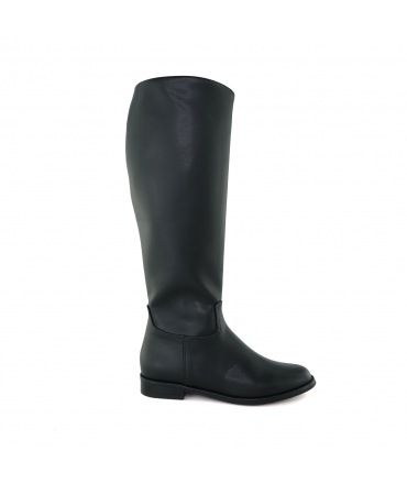VSI JENNA Veganer Stiefel aus schwarzem Mais mit röhrenförmigen, runden Zehen und Reissverschluss, vegane Schuhe Made in Italy