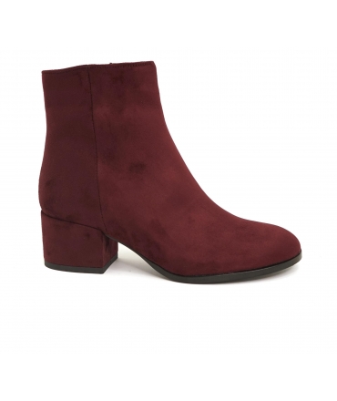 VSI DENA Botines con cenefa vegana, punta redonda, tacón ancho, cremallera, Made in Italy