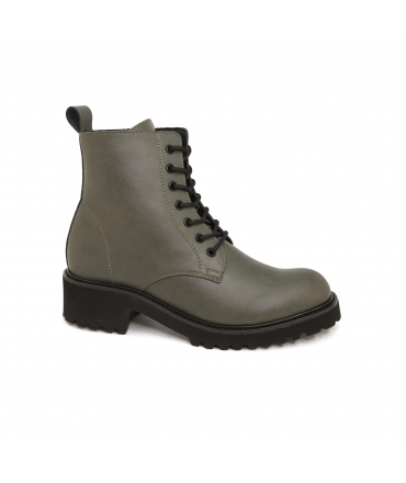 VSI KLESTA Graue Kampfstiefel, 7 Löcher, wasserdichte Stiefel, Reissverschluss, Absatz, vegane Schuhe, hergestellt in Italien