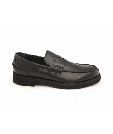 VSI RUDRY Mocassins élégants noirs végétaliens pour hommes, style collégial, coutures penny, fabriqués en Italie