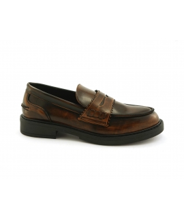 VSI CEDI Mocassini vegan marroni college vernice eleganti scarpe vegan Made in Italy