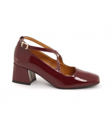 VSI DIDI Zapatos de salón veganos burdeos escote corazón correas tejidas tacón ancho eco made in Italy