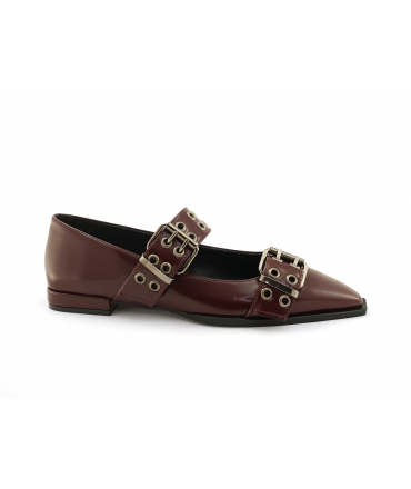 VSI JEM vegan ballerinas with thick buckles matt patent leather toe made in Italy eco