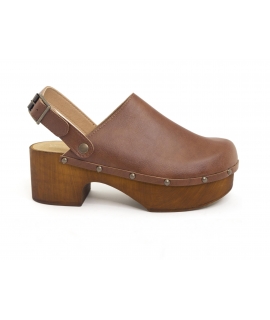 VSI CANCUN Sabot vegan marroni  Zoccoli Clogs tacco cinturino punta chiusa vegan shoes Made in Italy