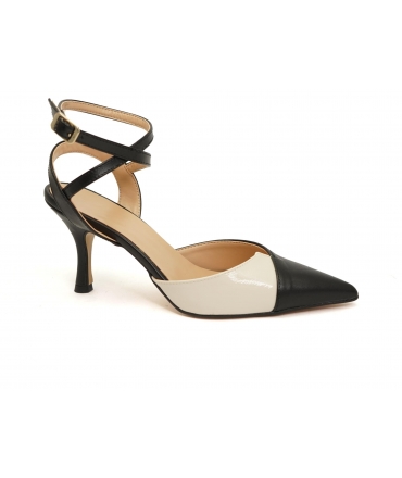 VSI NIVE zweifarbige vegane Deocollet-Schwarz-Weiss-elegante Slingbacks, hergestellt in Italien