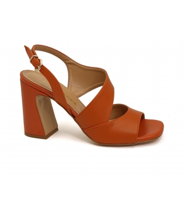 VSI SOLEI Orange vegan high sandals with wide heel bands Made in Italy