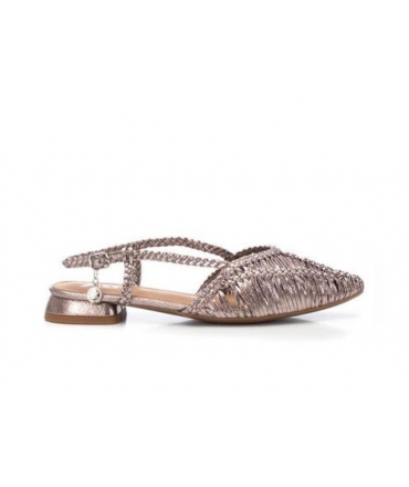 XTI vegane Slingback-Ballerinas laminiert Sommer geflochtene Spitze