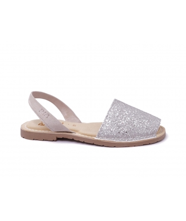 RIA Vegane menorquinische Glitzer-Damensandalen mit gepolsterter Innensohle