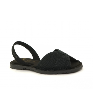 Semelle intérieure rembourrée noire tissée en coton biologique végétalien pour femme RIA Minorcan