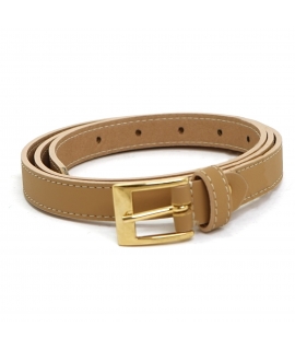 VSI DRINA Thin Belt Women Beige Apple Square Buckle Gold Vegan Ecological