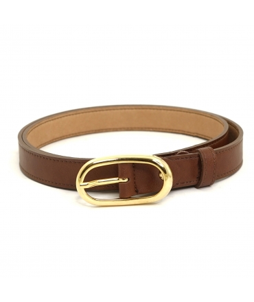 VSI TRINITY Ceinture végétalienne marron maïs avec boucle dorée ovale allongée fabriquée à la main Fabriqué en Italie