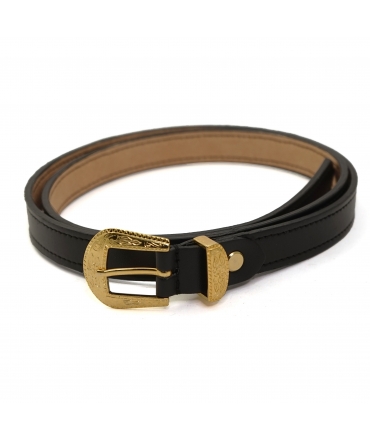VSI GIPSE Ceinture végétalienne noire pomme de campagne écologique avec boucle travaillée en or