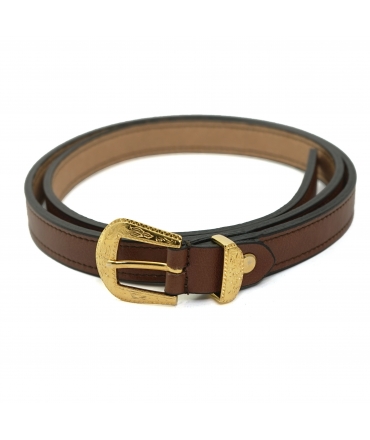 VSI GIPSE Ceinture en cuir vegan country avec boucle travaillée dorée