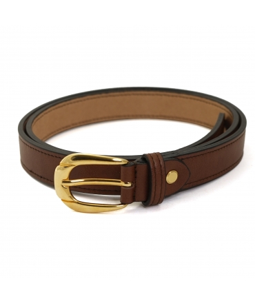 VSI TRIFY Vegan Belt Brown Corn Gold Buckle Elongated Handmade Made in Italy