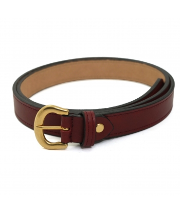 VSI DUDI Ceinture vegan rouge avec boucle dorée arrondie, fabriquée à la main Made in Italy