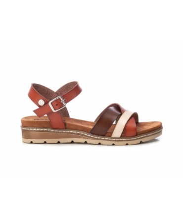 REFRESH Braune vegane Damensandalen mit Keilriemen