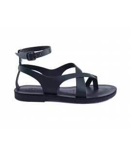 VSI SELMA sandalias planas veganas negras manzana entrelazadas con correa Made in Italy