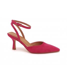 VSI NOLA Sandali vegan fuxia tacco rocchetto punta cinturino scarpe vegan Made in Italy