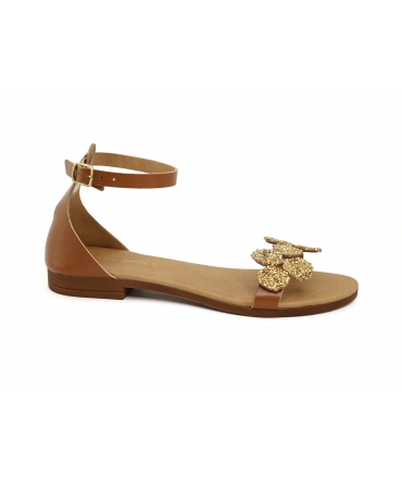 VSI HALI Sandali marroni strass monete tallone chiuso scarpe vegan Made in Italy