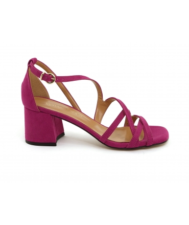 VSI NALIA Sandali vegan ciclamino tacco comodo intreccio tallone chiuso scarpe vegan Made in Italy