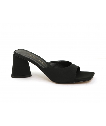 VSI LOVI Black vegan slippers square toe triangular wide heel Made in Italy