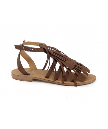 VSI FRINGE sandali bassi vegan frange marroni Made in Italy